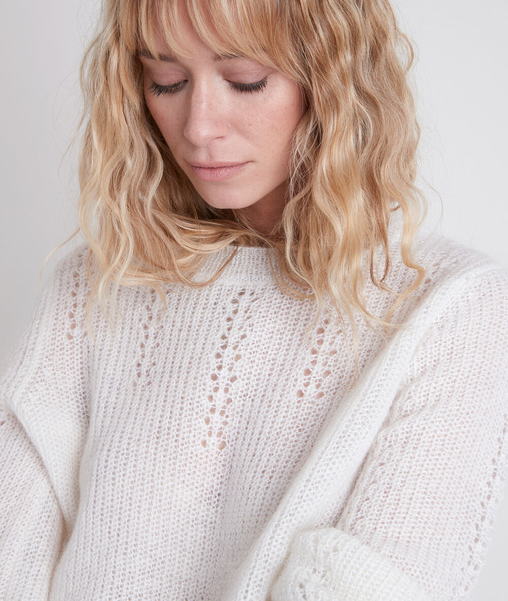 Pull en mohair mélangé écru avril ecru.