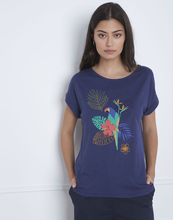Tee-shirt bleu imprimé perroquet Petropolis | 1-2-3 Tee-shirt bleu imprimé perroquet Petropolis PhotoZ | 1-2-3