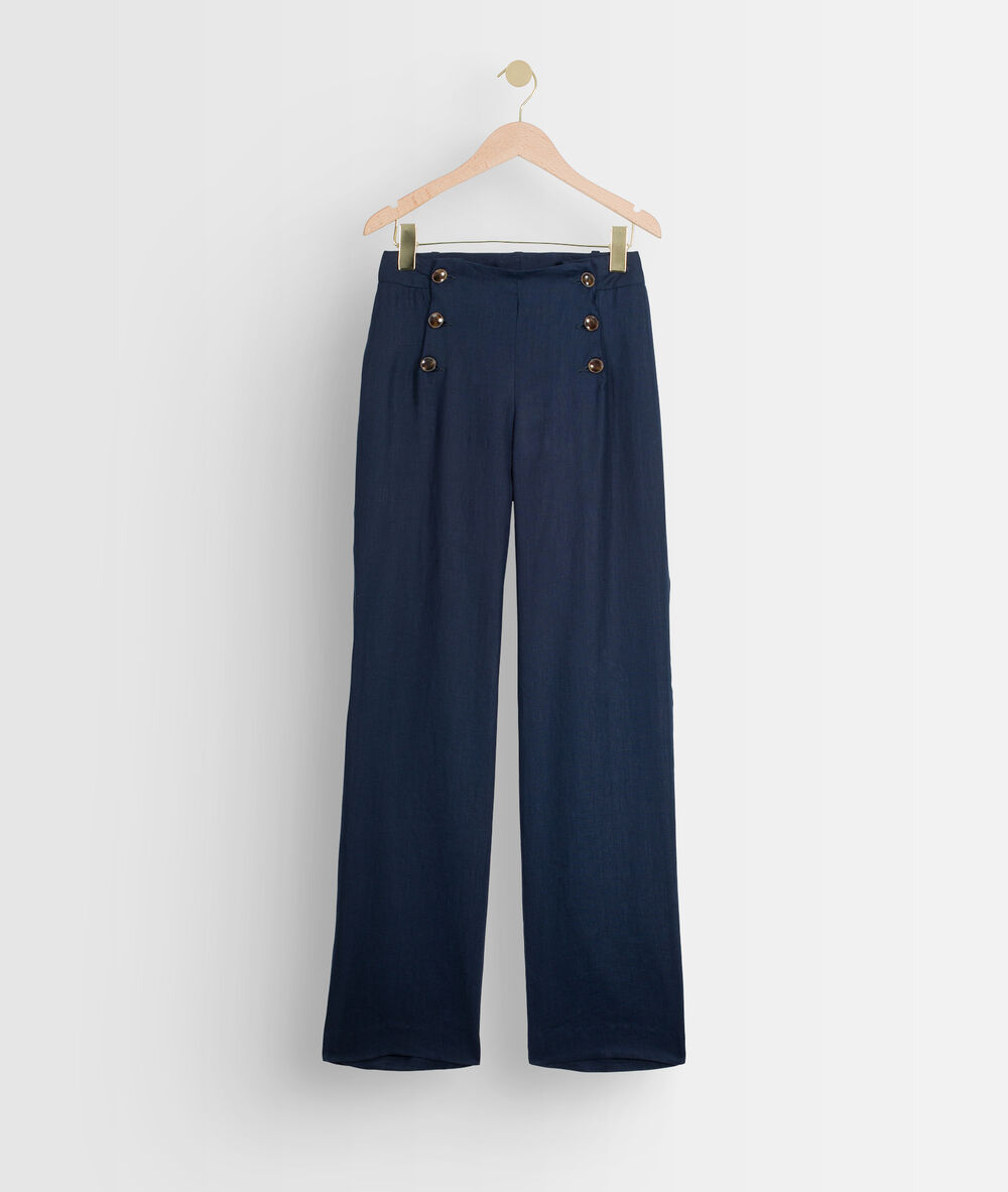 Pantalon à ponts en lin certifié iber marine.