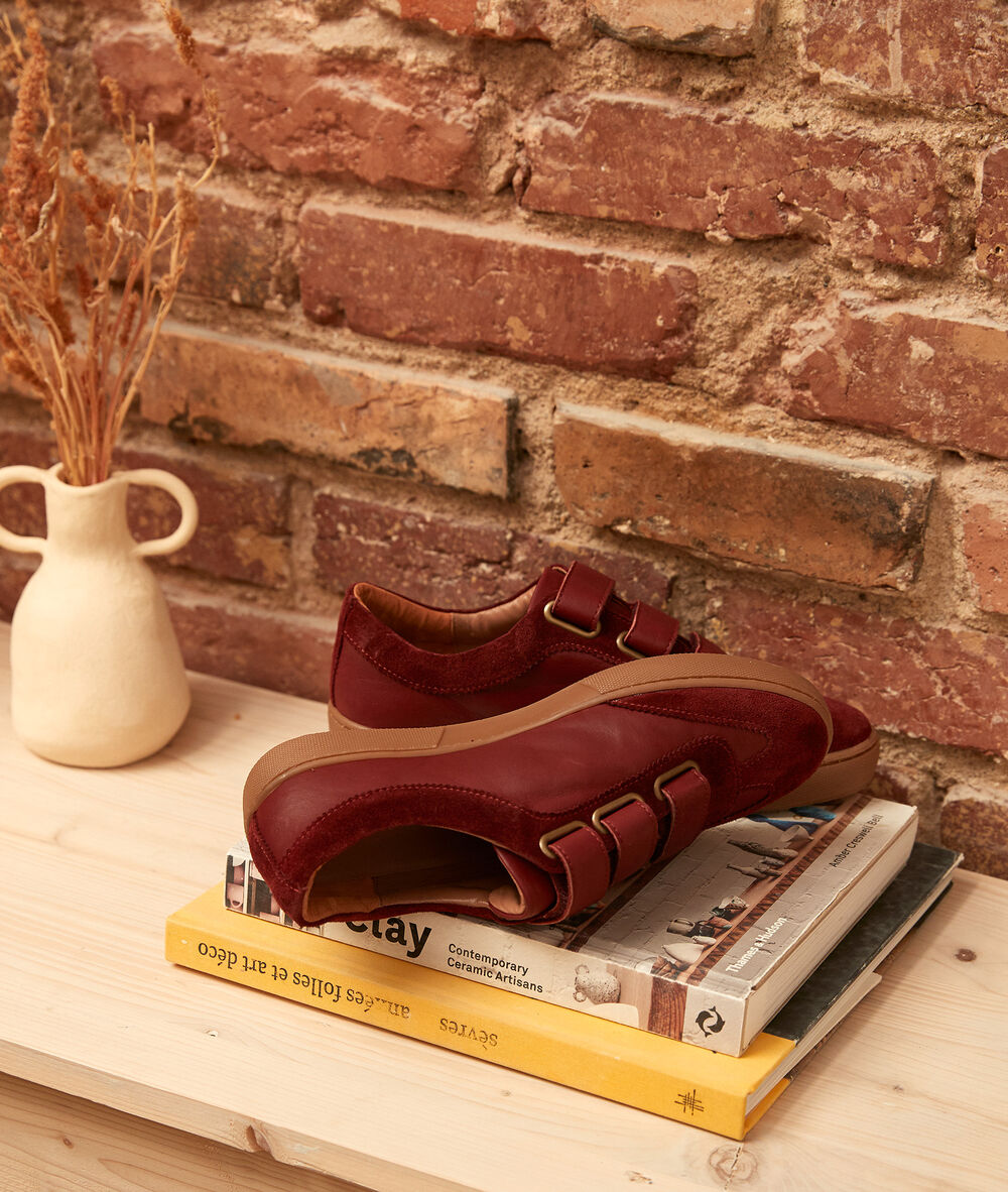 Baskets en cuir bordeaux vic bordeaux fonce.
