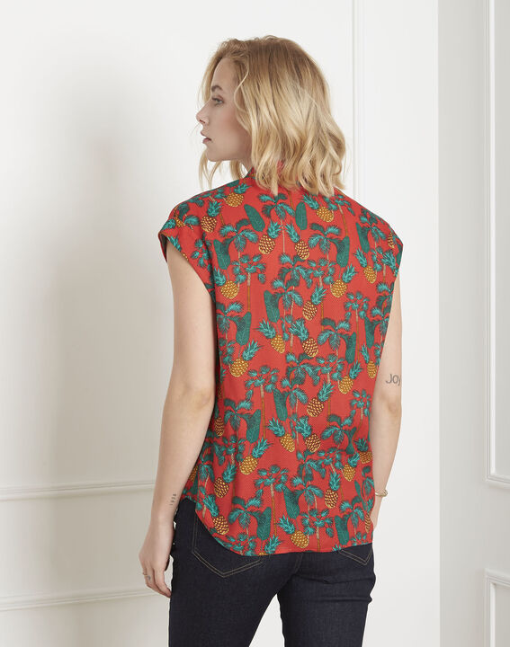 Blouse rouge imprimé ananas Viaduc | 1-2-3 Blouse rouge imprimé ananas Viaduc PhotoZ | 1-2-3