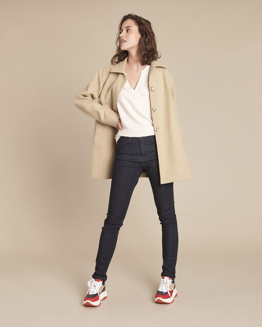 Tee-shirt nude bimati&egrave;re col tunisien genna peche.