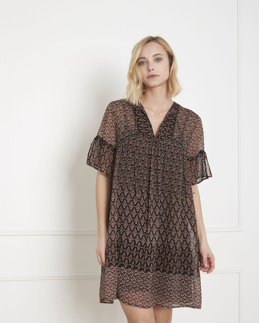 Robe noire imprimé ethnique lucette noir.