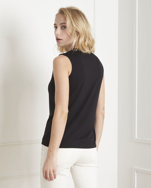 Tee-shirt noir brodé peche noir.