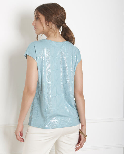 Tee-shirt bleu imprimé brillant party celadon.