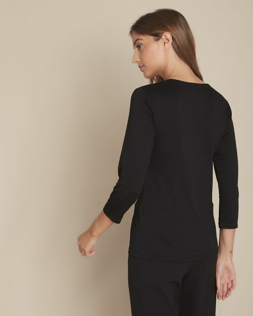 Tee-shirt encolure dentelle candy noir.
