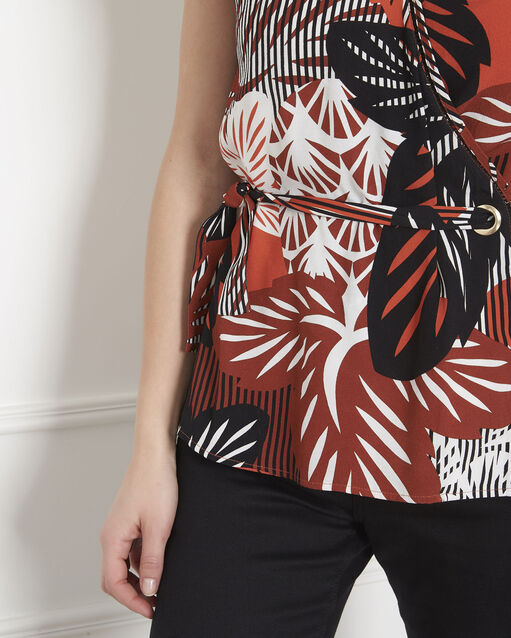 Blouse acajou imprimée cache-cœur verano sable.