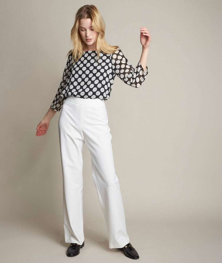 Pantalon large en microfibre irene ecru.
