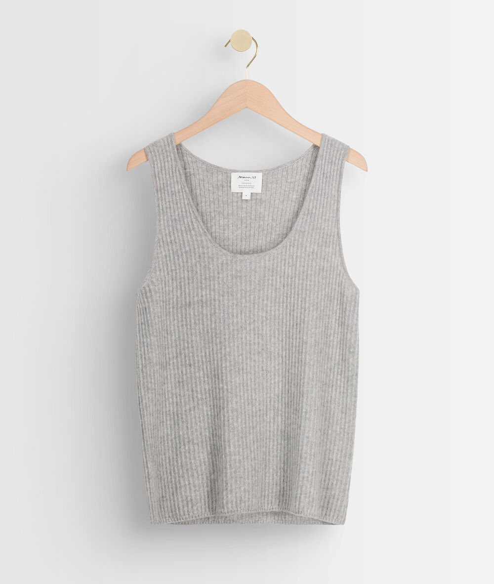 Lichtgrijze tanktop van gerecycled kasjmier teva gris chine.