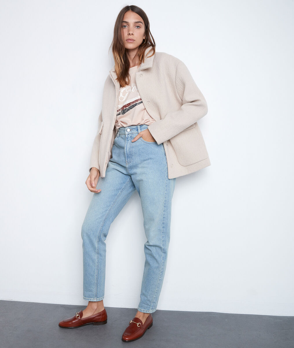 Manteau court texturé beige Royce | 1-2-3 Manteau court texturé beige Royce PhotoZ | 1-2-3