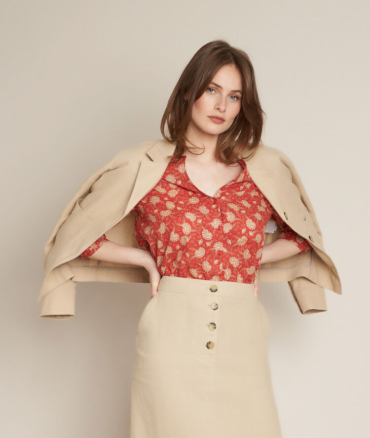 Bluse mit print edwige ziegelrot.