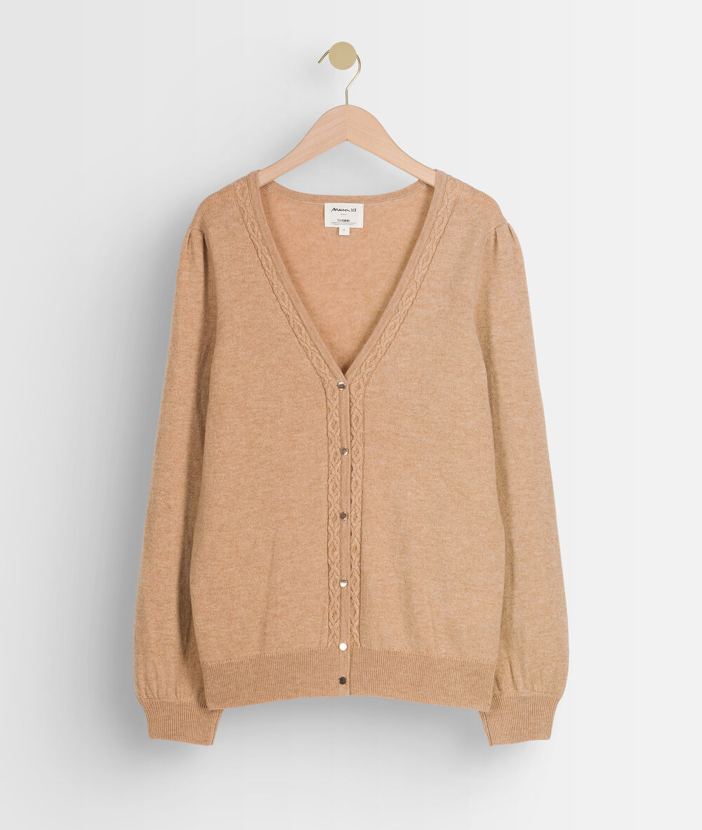 Cardigan en laine et cachemire recyclés camel timothe camel clair.