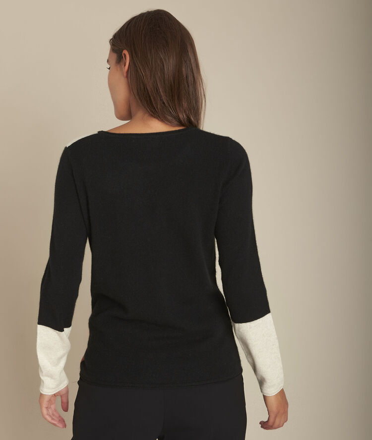 Pull en cachemire colorblock freeze caramel.