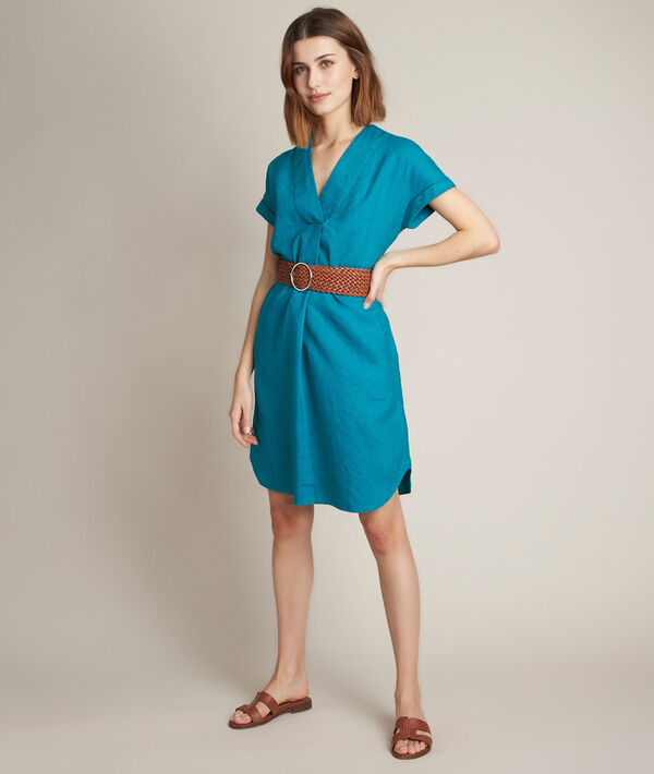 Robe en lin verte Christina | 1-2-3 Robe en lin verte Christina PhotoZ | 1-2-3