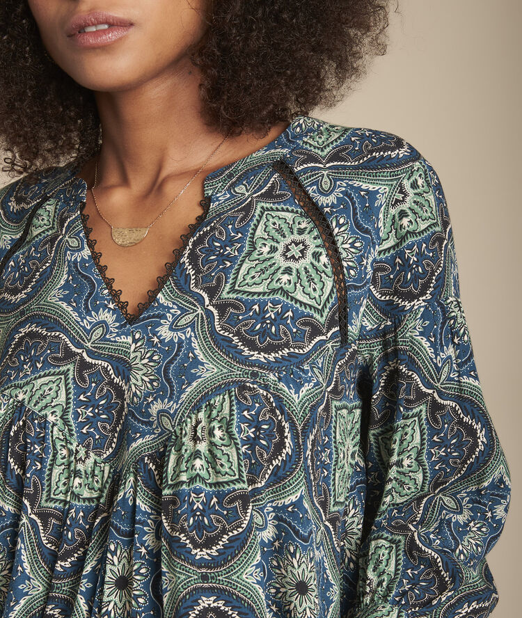 Marineblaue bluse mit blumen-print marlene marineblau.