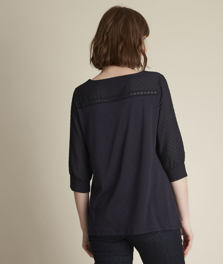 Top en dentelle marine reine marine.