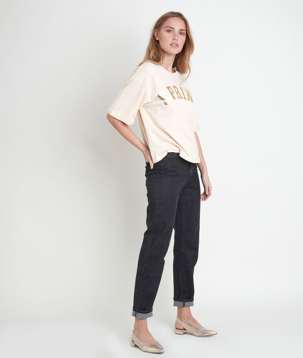 Tee-shirt en coton biologique jaune imprimé Itak bis | 1-2-3 Tee-shirt en coton biologique jaune imprimé Itak bis PhotoZ | 1-2-3