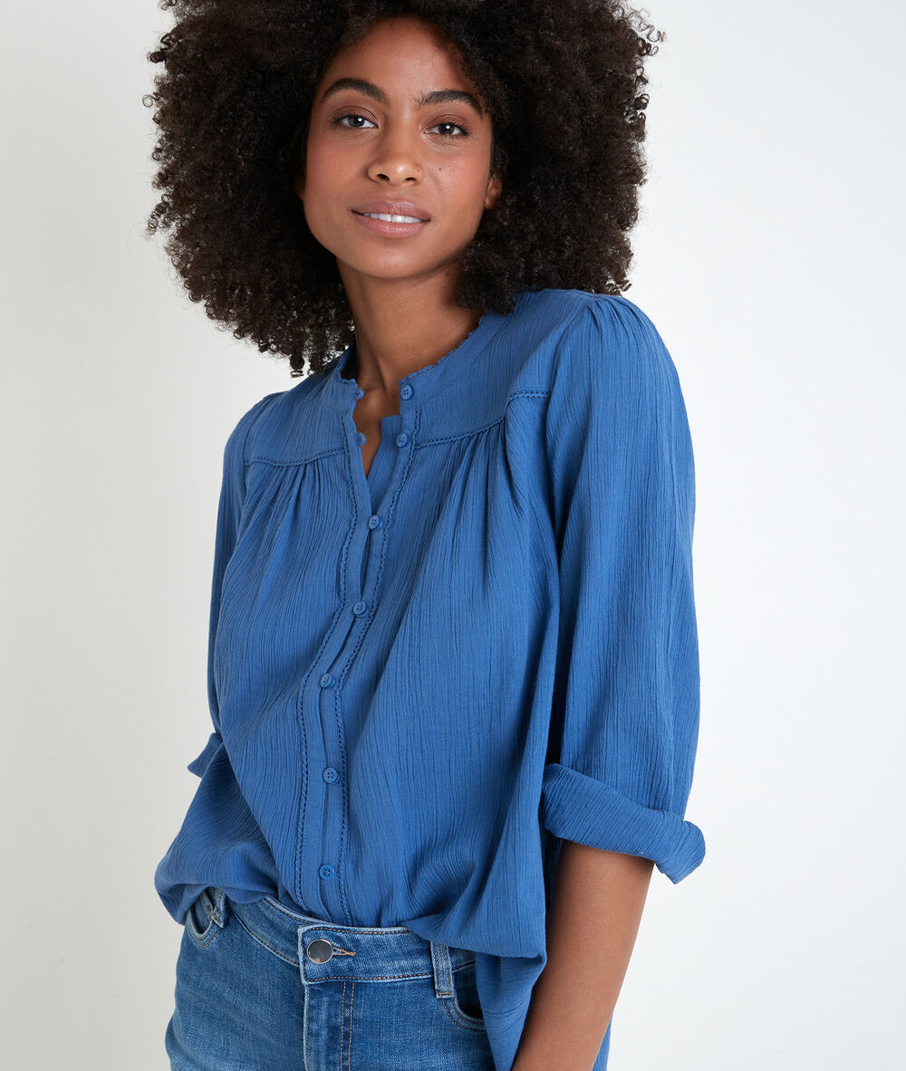 Blouse en coton bleu tobby bleu.