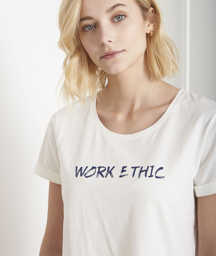 Tee-shirt écru message coton biologique paquerette ecru.