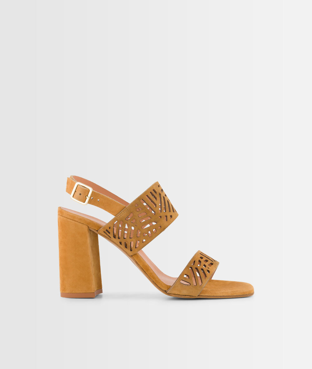 Sandales en cuir à talons gaia miel.