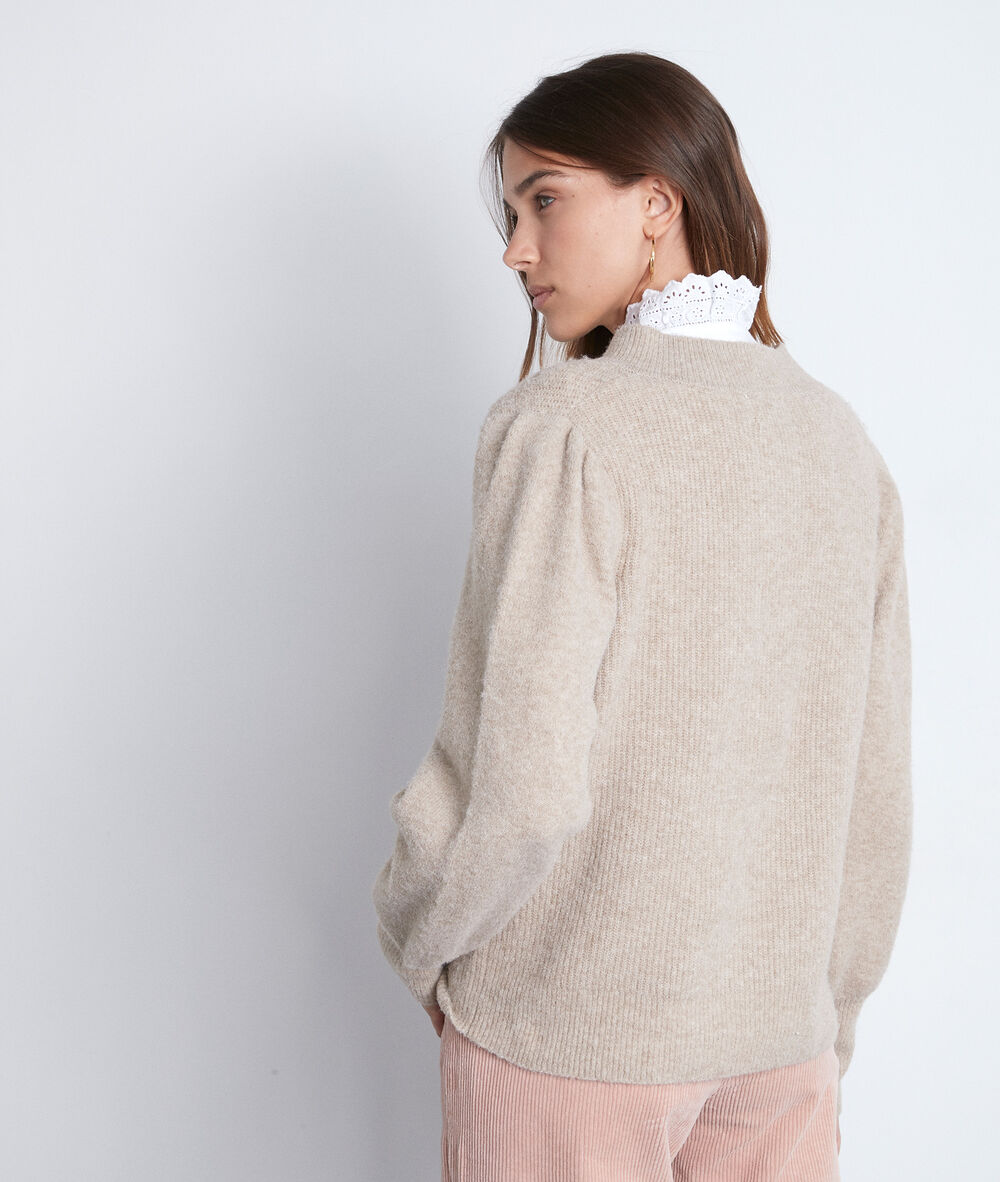 Cardigan beige col rond toussain beige.