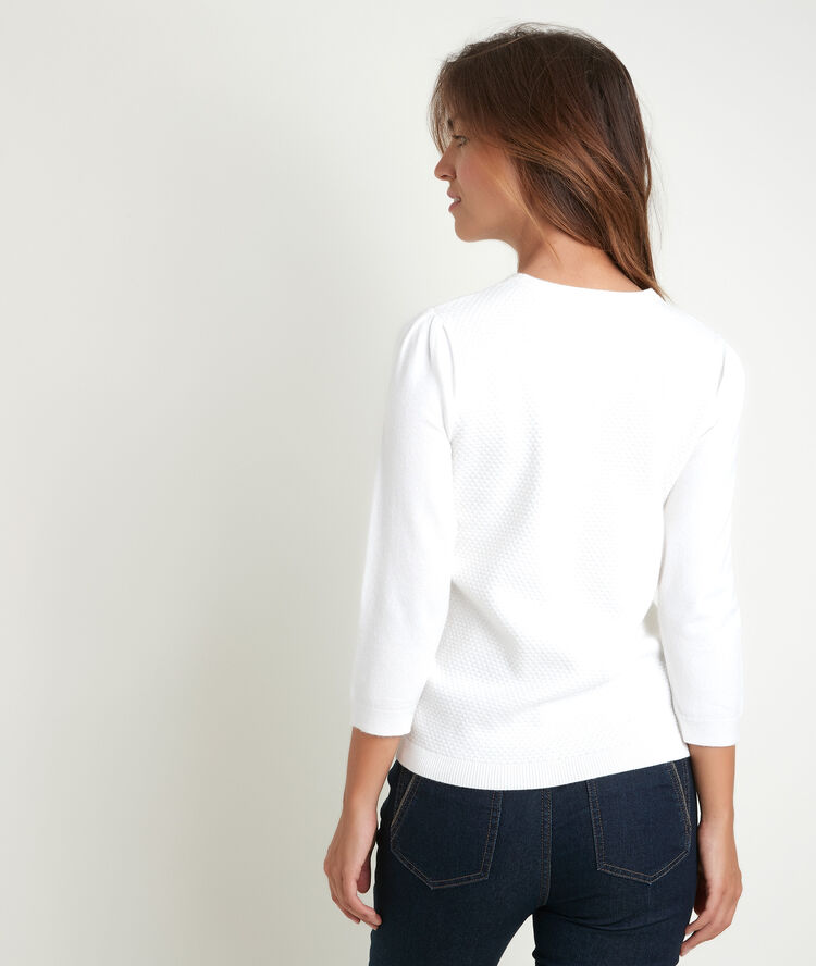 Pull écru nid d'abeille rimel ecru.