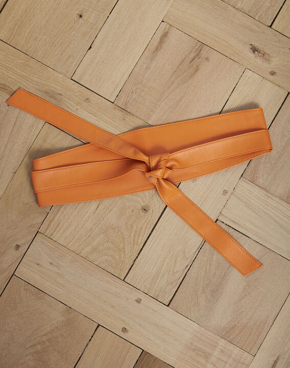 Ceinture en cuir large orange à nouer Raul | 1-2-3 Ceinture en cuir large orange à nouer Raul PhotoZ | 1-2-3