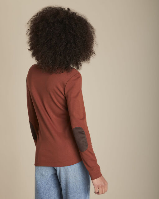 Tee-shirt col tunisien acajou clyde caramel.
