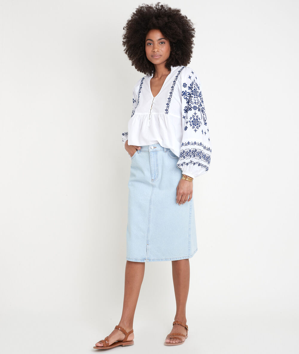 Blouse brodée en coton blanc anna ecru.