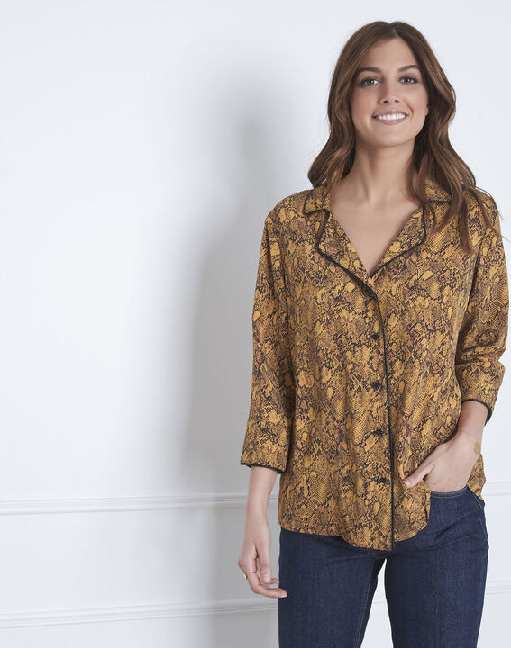Chemise anis imprimé peau de bête Vienne | 1-2-3 Chemise anis imprimé peau de bête Vienne PhotoZ | 1-2-3