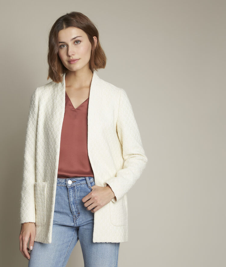 Veste longue dame ecru.