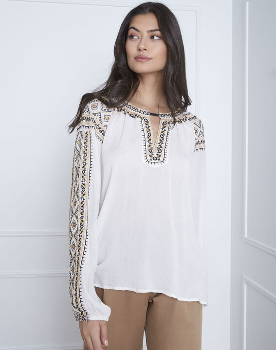 Blouse écru brodée Vahan | 1-2-3 Blouse écru brodée Vahan PhotoZ | 1-2-3