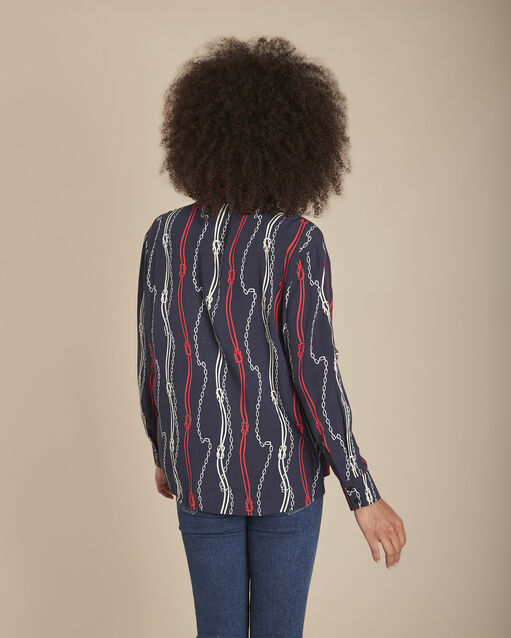 Chemise marine imprimée à revers cathleen marine.