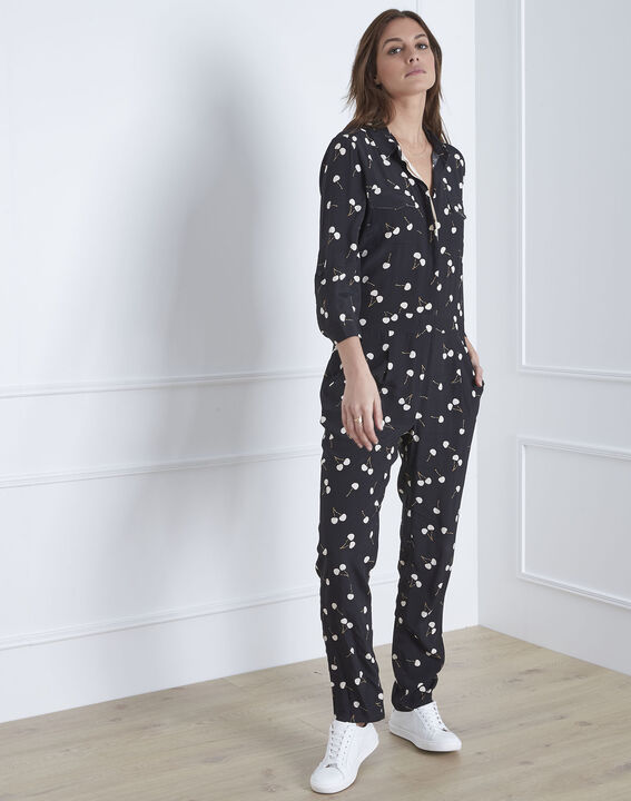 Combinaison noire imprimé cerises Lisa | 1-2-3 Combinaison noire imprimé cerises Lisa PhotoZ | 1-2-3