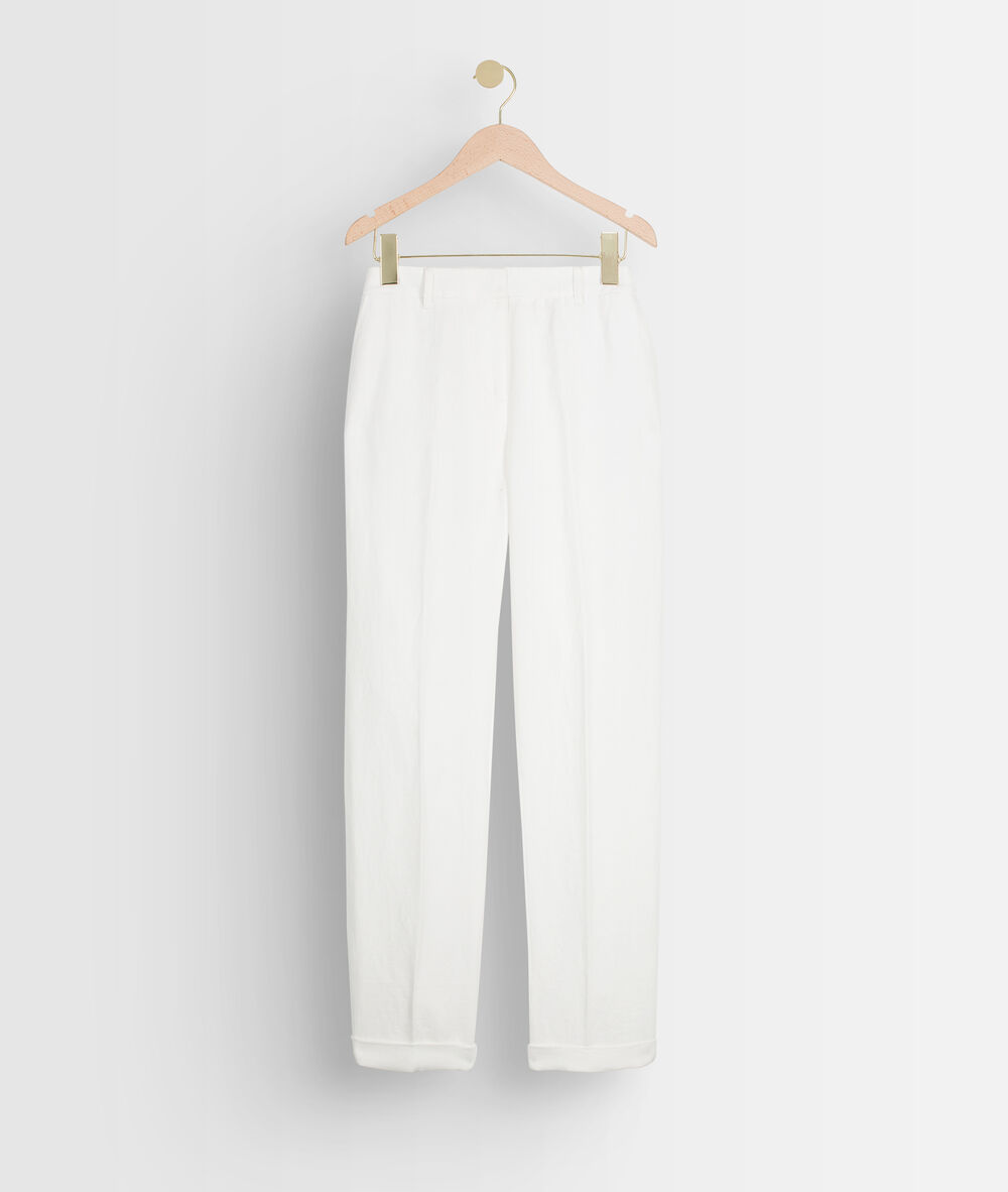 Pantalon cigarette en lin certifié felix blanc.