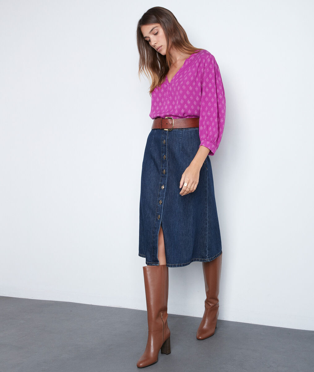 Jupe longue en denim brut Ely | 1-2-3 Jupe longue en denim brut Ely PhotoZ | 1-2-3