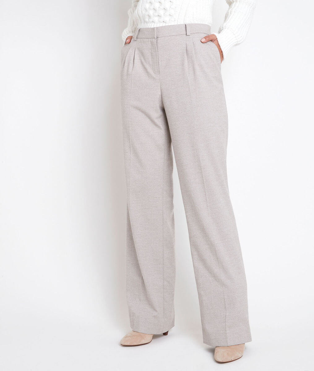 Pantalon large à pinces beige Marcel | 1-2-3 Pantalon large à pinces beige Marcel PhotoZ | 1-2-3
