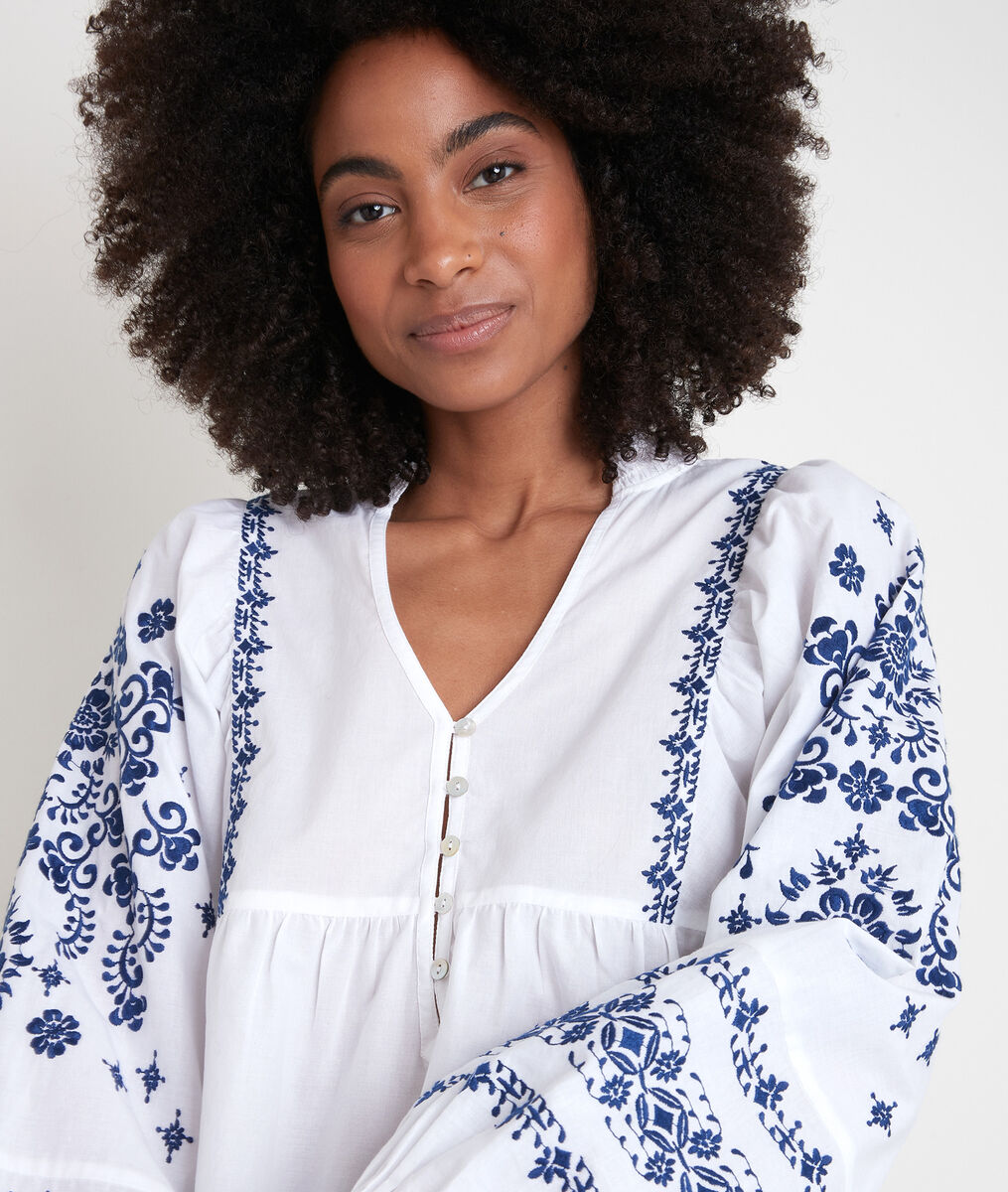 Blouse brodée en coton blanc Anna | 1-2-3 Blouse brodée en coton blanc Anna PhotoZ | 1-2-3