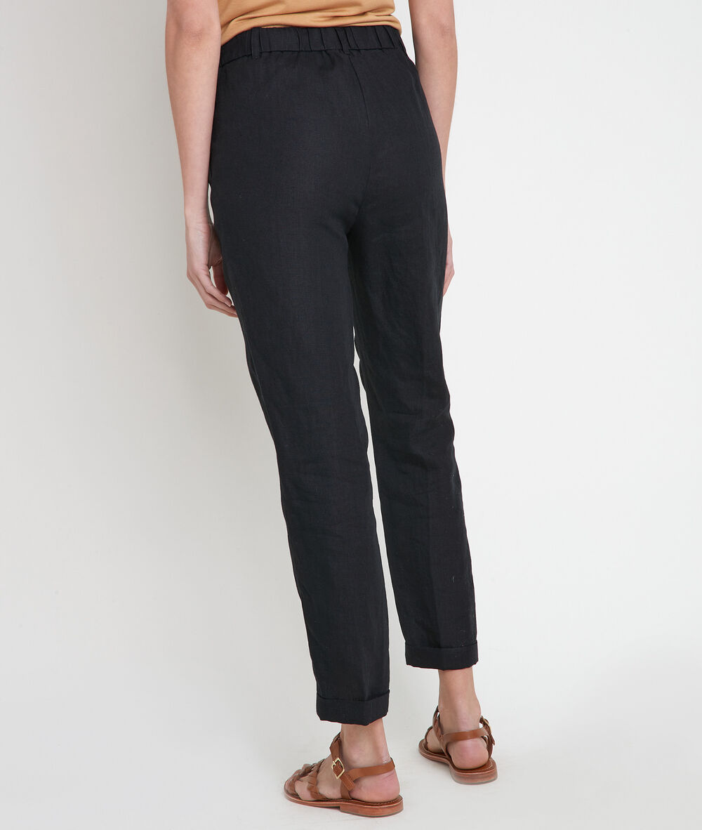Pantalon chino en lin noir felix bis noir.