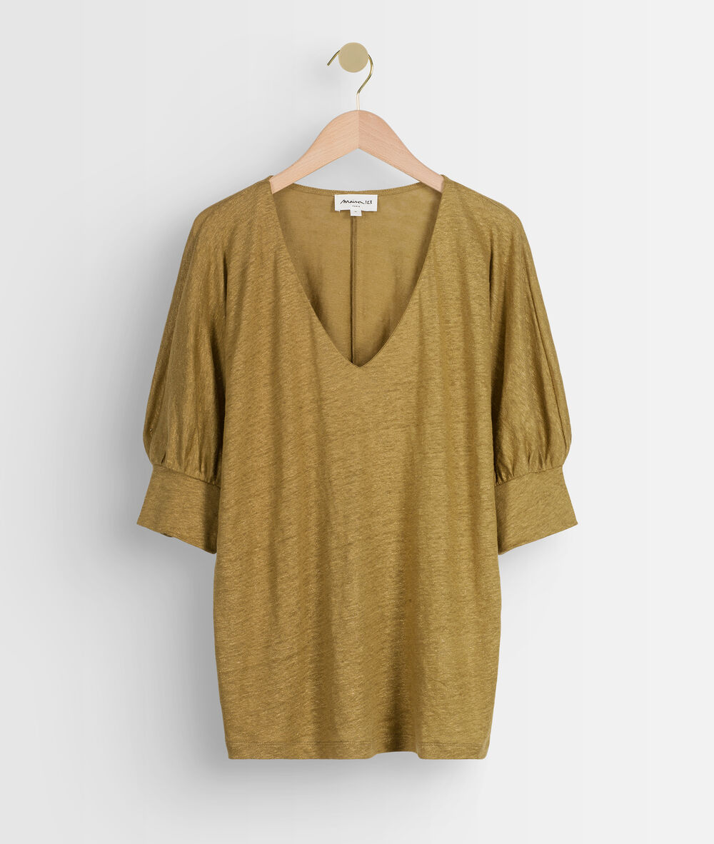 Tee-shirt bronze en lin certifié illusion bronze.