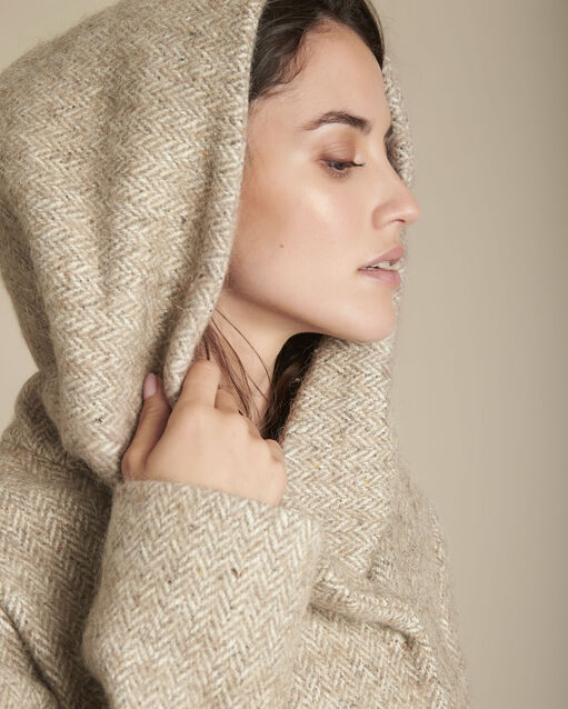 Beige Mantel aus Wolle Edwin (2) - Maison 123