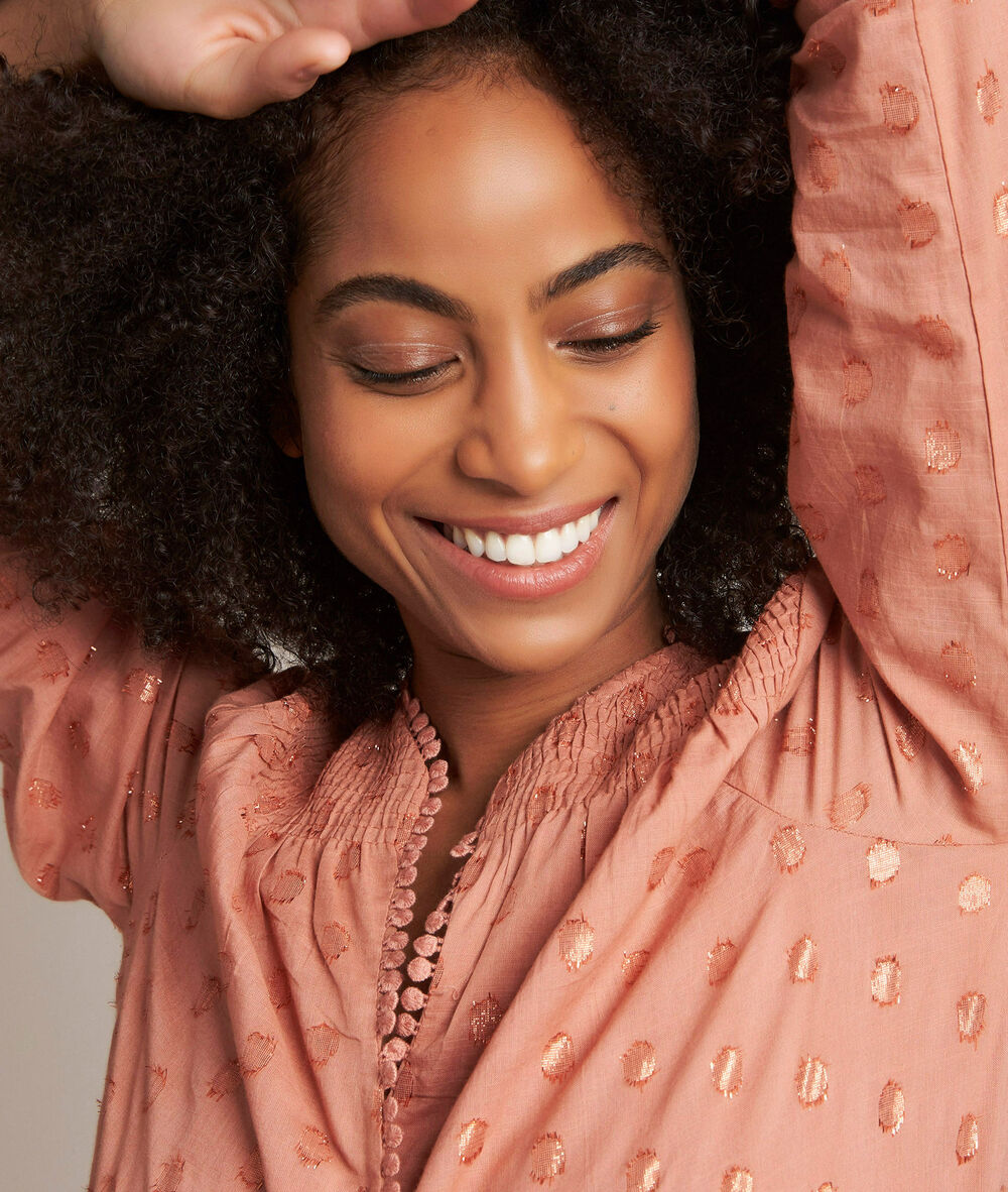Roze lurex blouse elma lichtroze.