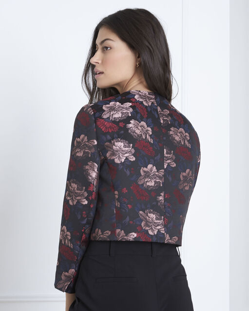 Boléro imprimé fleuri jacquard flower noir.