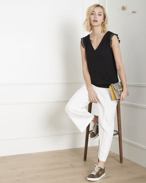 Tee-shirt noir volants paulina noir.