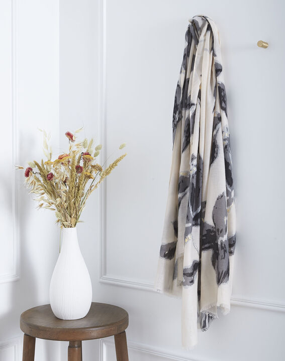 Foulard crème imprimé fleuri Orphee | 1-2-3 Foulard crème imprimé fleuri Orphee PhotoZ | 1-2-3