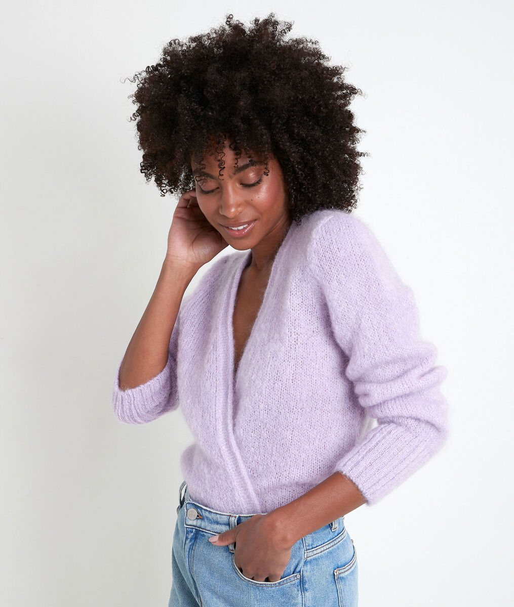 Gilet en mohair mélangé mauve Rozelle | 1-2-3 Gilet en mohair mélangé mauve Rozelle PhotoZ | 1-2-3