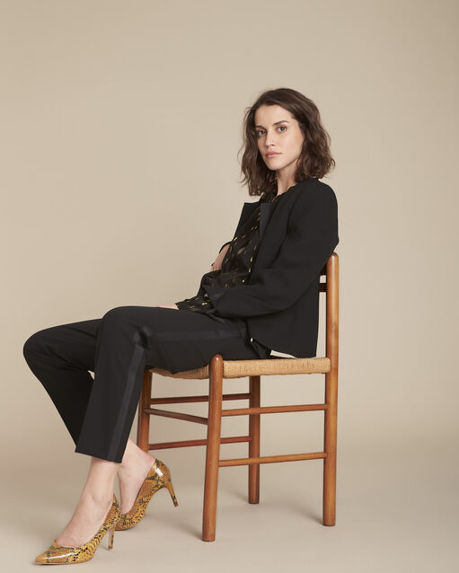 Veste noire microfibre et gros grain charme noir.