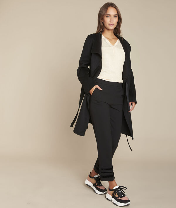 Pantalon en microfibre noir Eddy | 1-2-3 Pantalon en microfibre noir Eddy PhotoZ | 1-2-3