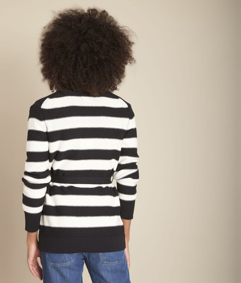 Gilet cardigan rayures fakir noir.