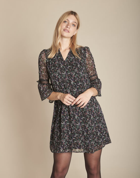 Robe noire imprimé fleuri Inka | 1-2-3 Robe noire imprimé fleuri Inka PhotoZ | 1-2-3